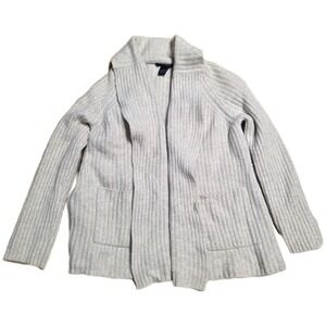 The Limited Ribbed Knit Cardigan Sweater Women's‎ Size L Cream 100% Lambswool